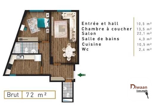 Appartement en studio à louer au Point E - Image 1